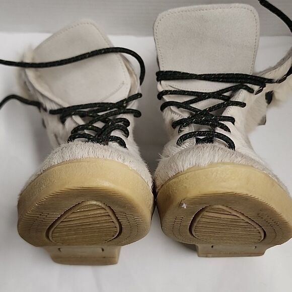 Garden Sport vintage white animal fur tie up women's boots sz 8 made in Italy - Picture 6 of 11